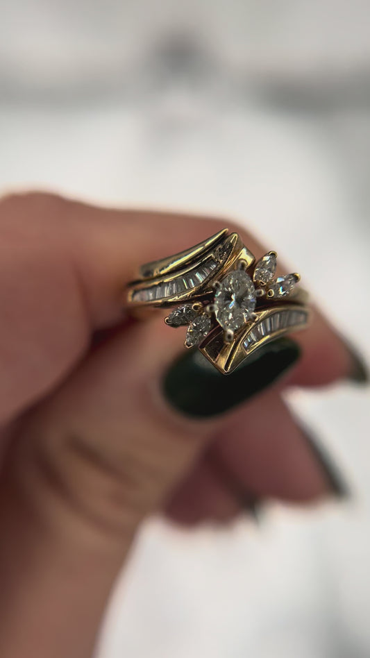 14ky bridal marquise ring 1-2ct