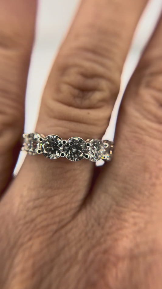 14K White Gold Lab Grown 5 Stone Round Cut Diamond Band 2ctw