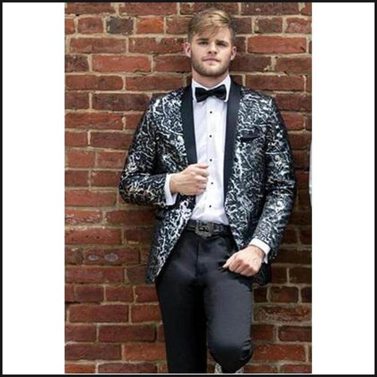 Mod Black With Silver Lame' Splash Tuxedo 274M - That Guy's Secret