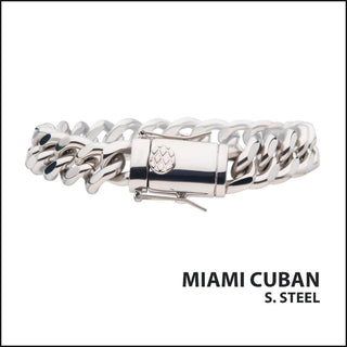 12mm Steel Miami Cuban Chain Bracelet-bracelet-That Guy's Secret
