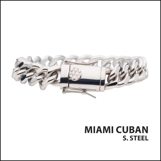 12mm Steel Miami Cuban Chain Bracelet-bracelet-That Guy's Secret