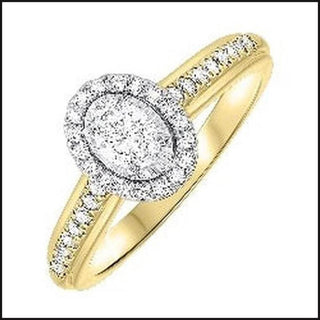 14K Two Tone Diamond 1/2 ctw Oval Halo-Ring-That Guy's Secret