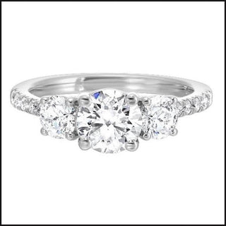 14K White Gold 3 Stone Lab Grown 2 Round 1/4ct Diamonds With 1ct Round Center Diamond 1.80cttw-Ring-That Guy's Secret