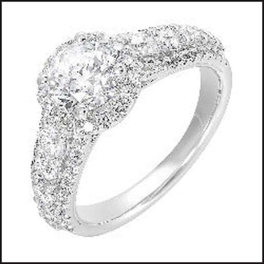 14K White Gold Diamond 1 1/8 ctw Semi Mount For 1 ctw Round Center-Ring-That Guy's Secret