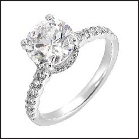 14K White Gold Diamond 1/2 ctw For 3 ctw Round Center-Ring-That Guy's Secret
