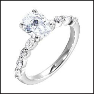 14K White Gold Diamond 1/3 ctw Semi Mount For 1 ctw Oval Center-Ring-That Guy's Secret