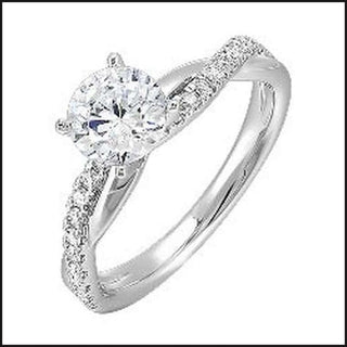 14K White Gold Diamond 1/5 ctw Semi Mount for 1 ctw Center Round-Ring-That Guy's Secret