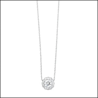 14 K White Gold Floral Inspired Diamond Halo Necklace in White Gold 3/4 cttw-Necklace-That Guy's Secret