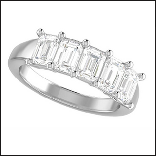 14K White Gold Lab Grown 5 Stone Emarld Cut Diamond Band 2ctw-Ring-That Guy's Secret