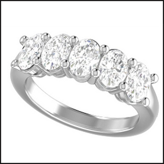14K White Gold Lab Grown 5 Stone Oval Cut Diamond Band 2ctw-Ring-That Guy's Secret