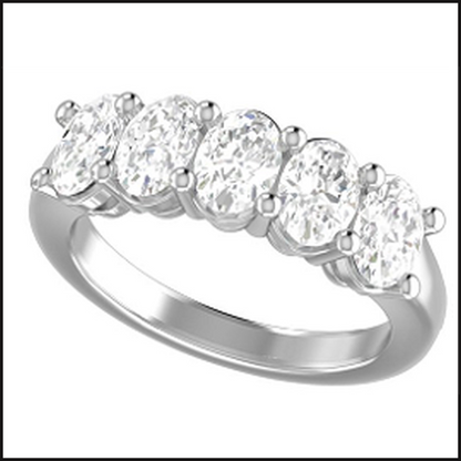 14K White Gold Lab Grown 5 Stone Oval Cut Diamond Band 2ctw-Ring-That Guy's Secret