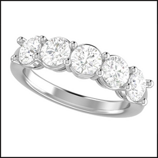 14K White Gold Lab Grown 5 Stone Round Cut Diamond Band 2ctw-Ring-That Guy's Secret