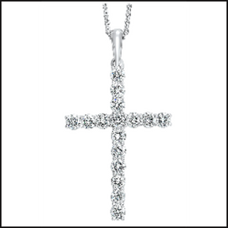 14K White Gold Lab Grown Cross Pendant 1/4ctw-Necklace-That Guy's Secret