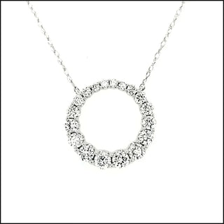 14K White Gold Diamond Circle Pendant 3/4 ctw - That Guy's Secret