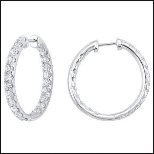 14K White Gold Lab Grown In-Out Hoops 1CTW-Earrings-That Guy's Secret