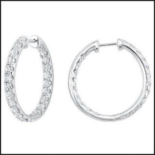14K White Gold Lab Grown In-Out Hoops 2CTW-Earrings-That Guy's Secret