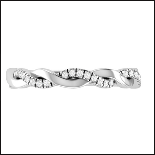 14K White Gold Lab Grown Twisted Wedding Band 1/8ctw-Ring-That Guy's Secret