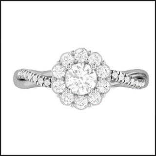 14K White Gold Lab Grown .40ct Round Center Twist Ring with Round Halo-Ring-That Guy's Secret