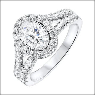 14Kt White Gold 3/4 CT Center Diamond with 3/4ct Halo Ring - That Guy's Secret