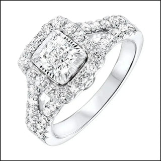 14Kt White Gold 3/4 ct Cushion Center Diamond with 3/4ct Halo Ring - That Guy's Secret