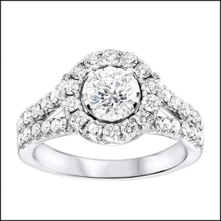 14Kt White Gold Diamond Halo 1 5/8Ctw Ring - That Guy's Secret