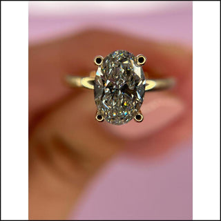 14Kt Yellow Gold Lab Grown 2Ctw Oval Center Solitaire with 1 /15ctw Hidden Halo-Ring-That Guy's Secret