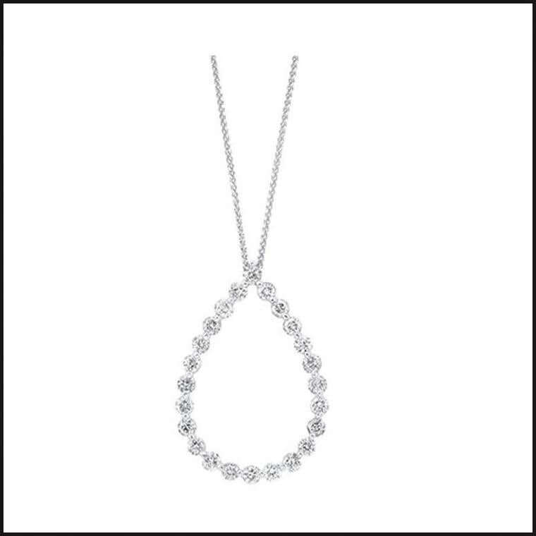 14k White Gold 1 ctw Diamond Teardrop Shaped Pendant-necklace-That Guy's Secret