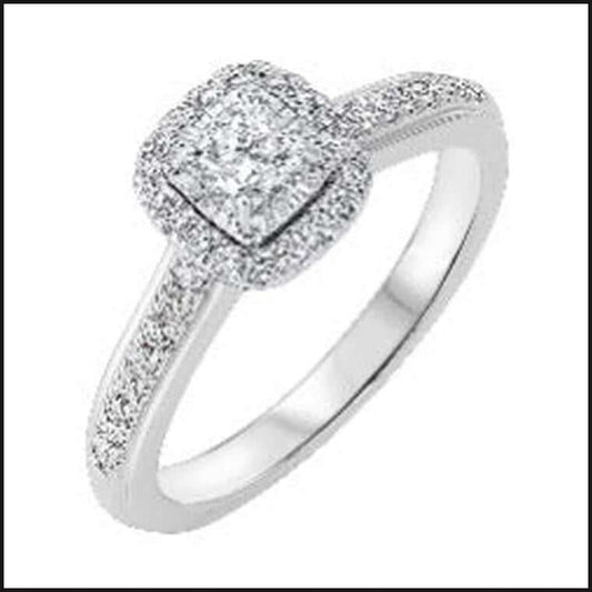 14k White Gold 1/2 ctw princess Cut Diamond ring-Ring-That Guy's Secret
