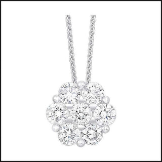 14k White Gold Diamond Cluster Pendant-necklace-That Guy's Secret