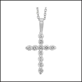 14k White Gold Diamond Cross Pendant-necklace-That Guy's Secret