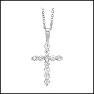14k White Gold Diamond Cross Pendant-necklace-That Guy's Secret