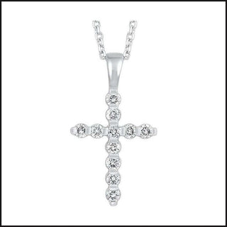 14k White Gold Diamond Cross Pendant-necklace-That Guy's Secret