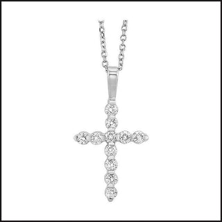 14k White Gold Diamond Cross Pendant-necklace-That Guy's Secret