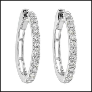 14k White Gold Diamond Hoop Style Earrings-Earrings-That Guy's Secret