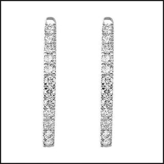 14k White Gold Diamond Round Hoop Earrings-Earrings-That Guy's Secret