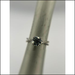 14k White Gold Lab Grown 1 1/6 ctw with 1  ctw Round Brilliant Diamond Center and Twist Diamond Band Ring - That Guy's Secret
