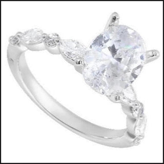 14k White Gold Lab Grown 1/2ctw Semi Mount Wedding Ring for 2ct Oval Center-Ring-That Guy's Secret