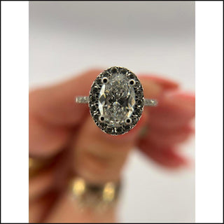 14k White Gold Lab Grown 2 5/8Cctw with 2 ctw Oval Diamond center Ring-Ring-That Guy's Secret