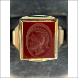 14k Yellow Gold Carved Stone Men's Ring-Ring-That Guy's Secret