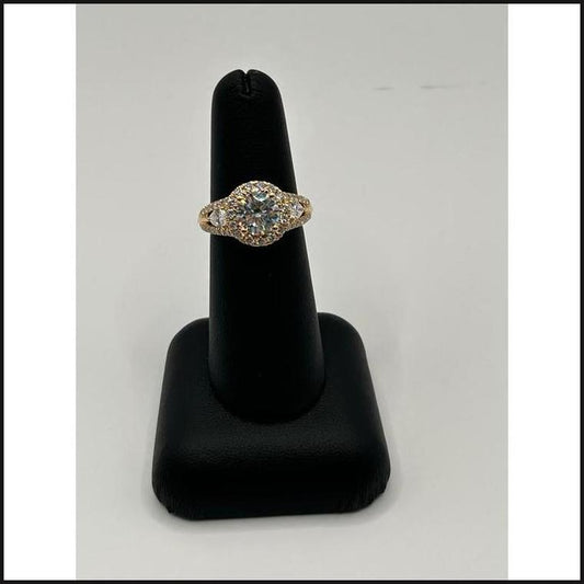 14k Yellow Gold Lab Grown 1 1/5ctw Semi Mount Wedding Ring for 1 1/2ct Round Center-Ring-That Guy's Secret