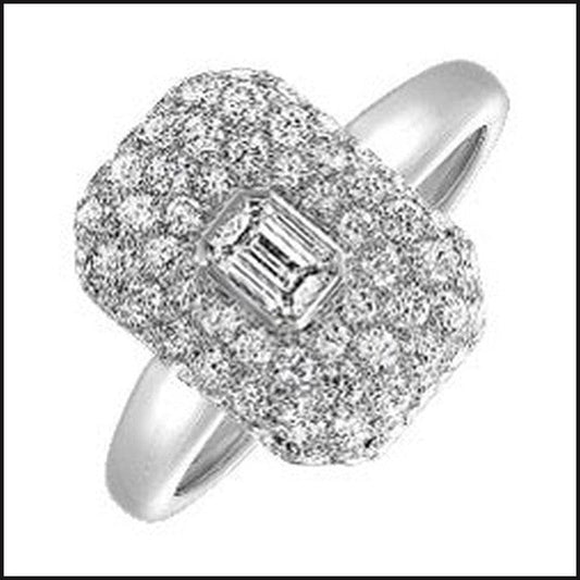 14kw 1.0ctw diamond emerald cut center w/ round accent engagement ring