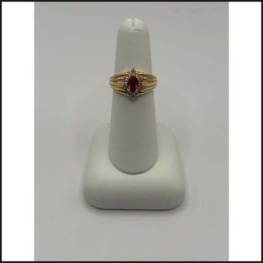 14ky Pink Tourmaline diamond halo ring-Ring-That Guy's Secret