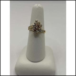 18ky Diamond Cocktail Ring sz 7.0-Ring-That Guy's Secret