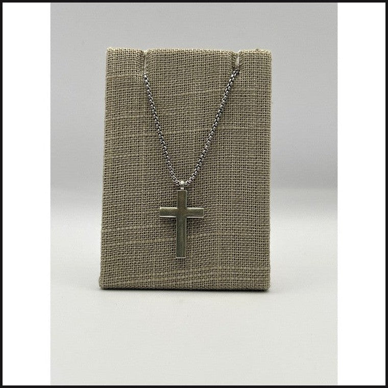 Sterling silver cross pendant w/ cz edge