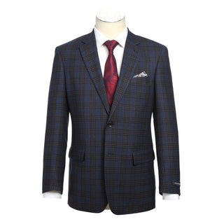 Blue Black Classic Fit Wool Sport Coat