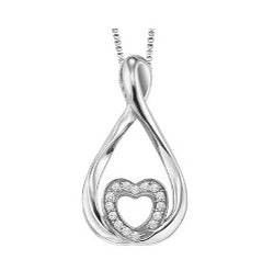 Sterling/yellow plated 1/20ctw triple heart pendant