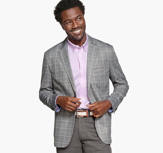 XC Flex Pinnacle Knit Blazer in Gray Plaid