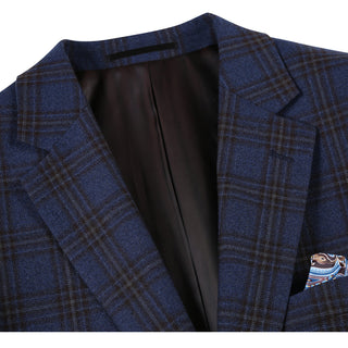 Blue Black Classic Fit Wool Sport Coat