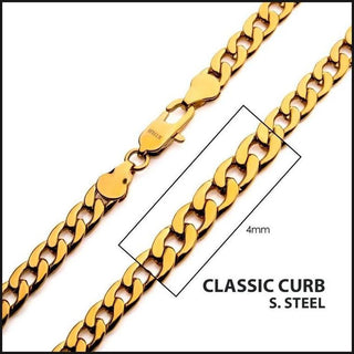 4mm 18Kt Gold IP Classic Curb Chain Necklace-That Guy's Secret