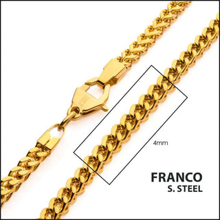 4mm 18Kt Gold IP Franco Chain Necklace